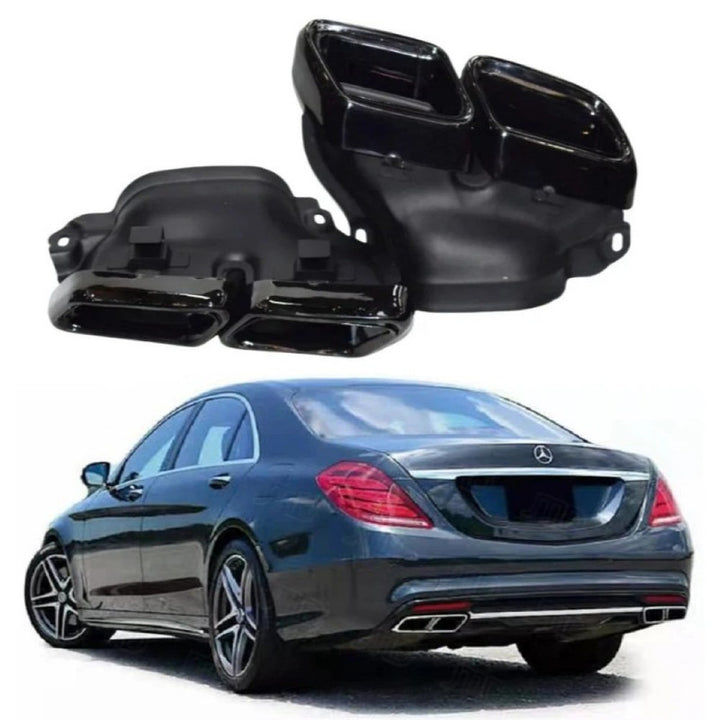 Car Craft Compatible With Mercedes Benz S Class W222 Lci 2018-2020 Upgrade Convert To S Class S63amg Amg63 S63 S65 Amg Rear After Bumper Exhaust Tip Pipe Trim Black