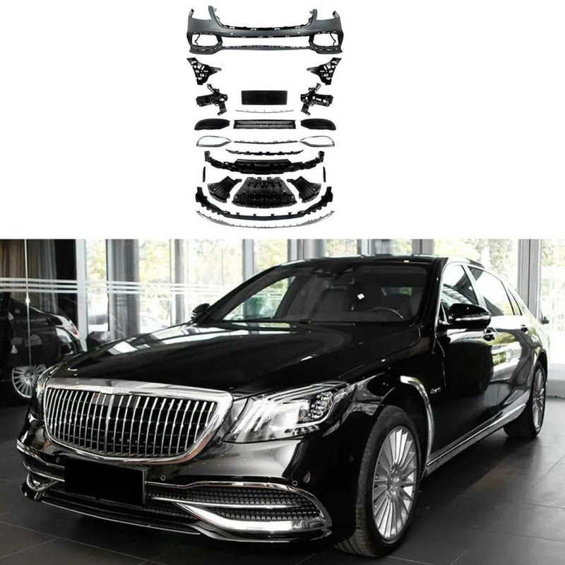 Car Craft Compatible With Mercedes Benz S Class W222 Lci 2018-2020 Upgrade Convert To S Class Maybach Mhb Front Bumper Bodykit Splitter Trim Gc W222-005
