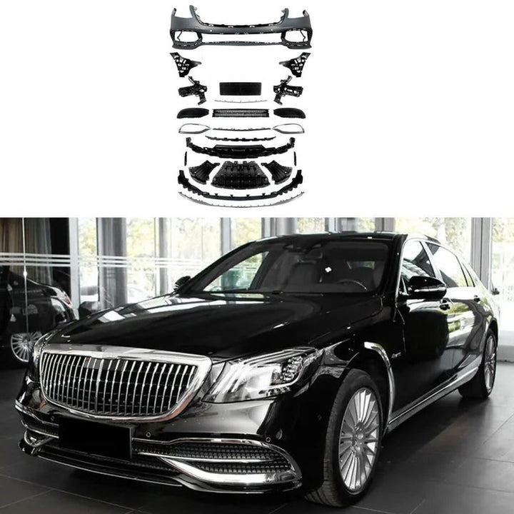 Car Craft Compatible With Mercedes Benz S Class W222 Lci 2018-2020 Upgrade Convert To S Class Maybach Mhb Front Bumper Bodykit Splitter Trim Gc W222-005