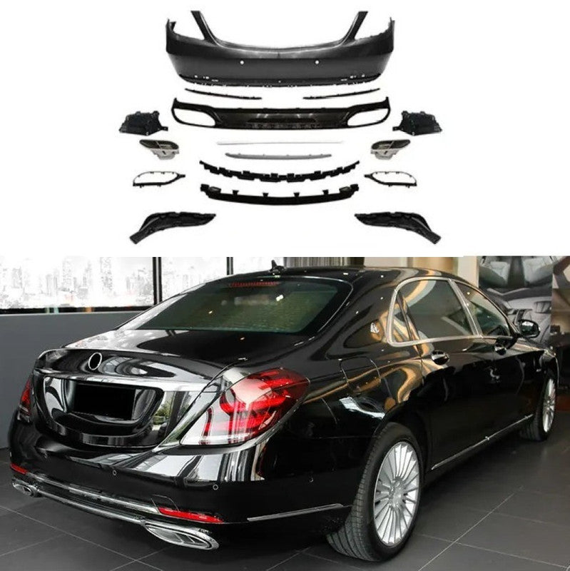 Car Craft Compatible With Mercedes Benz S Class W222 Lci 2018-2020 Upgrade Convert To S Class Maybach Mhb Rear Bumper Bodykit Splitter Trim Exhaust Pipe Tip Gc W222-006