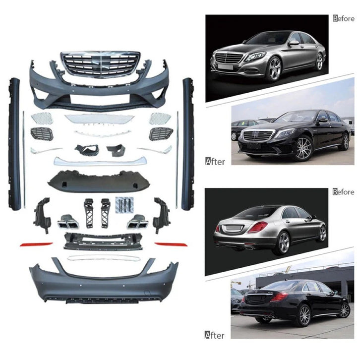 Car Craft Compatible With Mercedes Benz S Class W222 2014-2017 Upgrade Facelift Convert To Amgs63 S63 Bodykit Front Rear Bumper Grill Side Skirt Trim Diffuser Exhaust Pipe Tip
