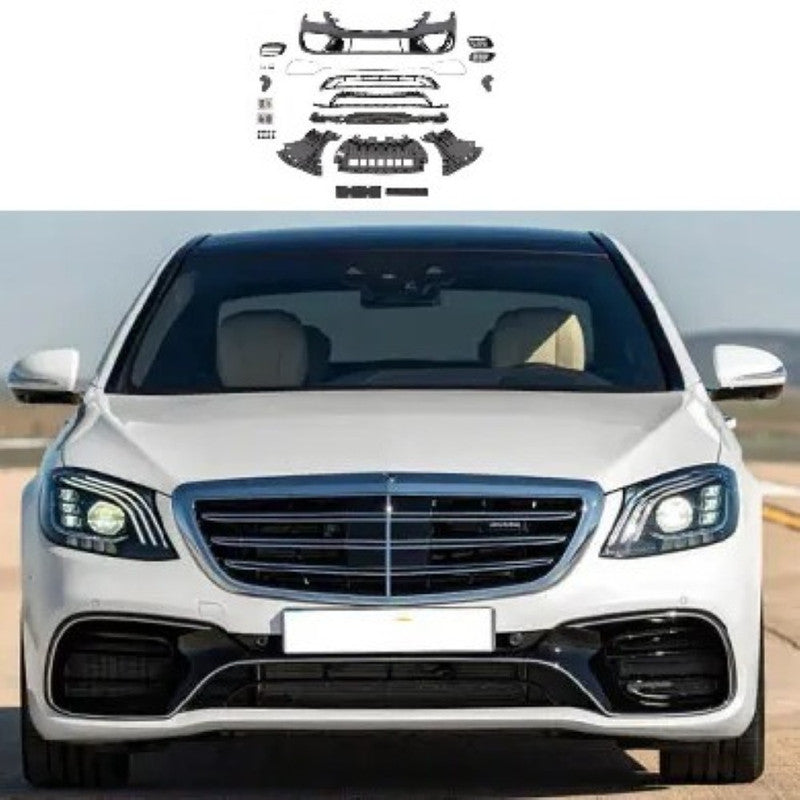 Car Craft Compatible With Mercedes Benz S Class W222 Lci 2018-2020 Upgrade Convert To S Class S63amg Amg63 S63 Amg Front Bumper Bodykit Skirt Splitter Trim Gc W222-007