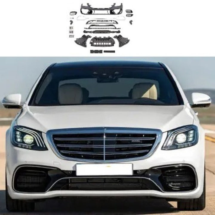 Car Craft Compatible With Mercedes Benz S Class W222 Lci 2018-2020 Upgrade Convert To S Class S63amg Amg63 S63 Amg Front Bumper Bodykit Skirt Splitter Trim Gc W222-007
