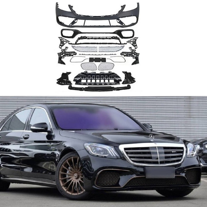 Car Craft Compatible With Mercedes Benz S Class W222 Lci 2018-2020 Upgrade Convert To S Class S65amg Amg65 S65 Amg Front Bumper Bodykit Skirt Splitter Trim Gc W222-008