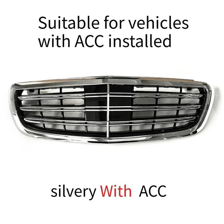 Car Craft Compatible With Mercedes Benz S Class W222 2014-2020 Front Bumper Show Grill Amg S63 S65 Style With Acc Silver