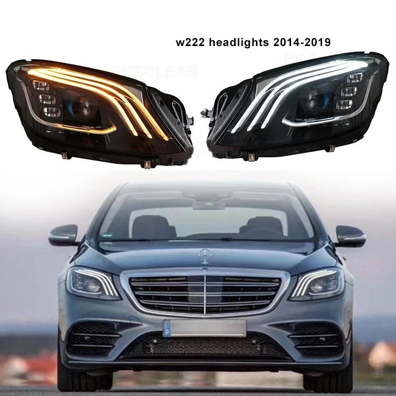 Car Craft Compatible With Mercedes Benz S Class W222 2014-2019 Car Front Upgraded Head Light Lamp Xenon Headlight Retrofit Upgrade Modified Led Drl Hid Light Maybach Style Shy - CAR CRAFT INDIA
