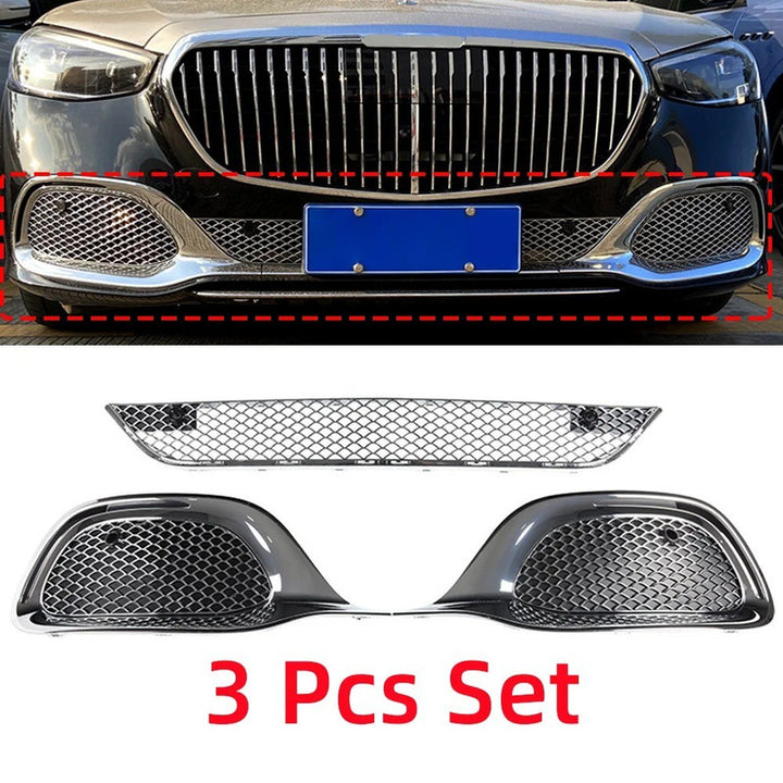 Car Craft Compatible With Mercedes Benz S Class W223 S450 S480 2021 Upgarde Fog Lamp Light Grill Cover Trim To S600 S680 Maybach Style Silver Gc W223-003