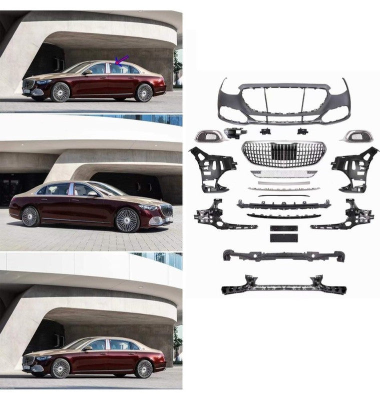 Car Craft Compatible With Mercedes Benz S Class W223 2021-2025 Front Bumper Upgrade Convert To Maybach Mhb S680 Fog Grill Bumper Bodykit Gc W223-001 CC-9714 - CAR CRAFT INDIA