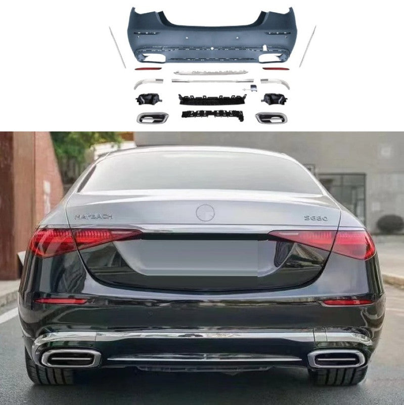 Car Craft Compatible With Mercedes Benz S Class W223 2021-2025 Rear Bumper Upgrade Convert To Maybach Mhb S680 Bumper Bodykit Exhaust Tip Pipe Gc W223-002 CC-9715 - CAR CRAFT INDIA