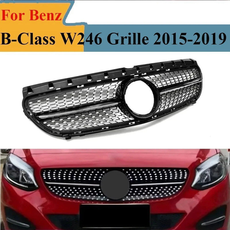 Car Craft Compatible With Mercedes Benz B Class W246 2015-20018 Front Bumper Show Grill Amg Diamond Black