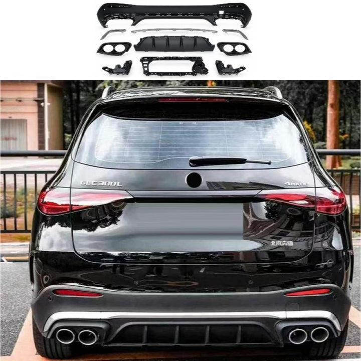 Car Craft Compatible With Mercedes Benz Glc W254 2023-2026 Upgrade Facelift Convert To Glc43 Amg Bodykit Rear Bumper Skirt Diffuser Rear After Lip Silver Gc W254-009