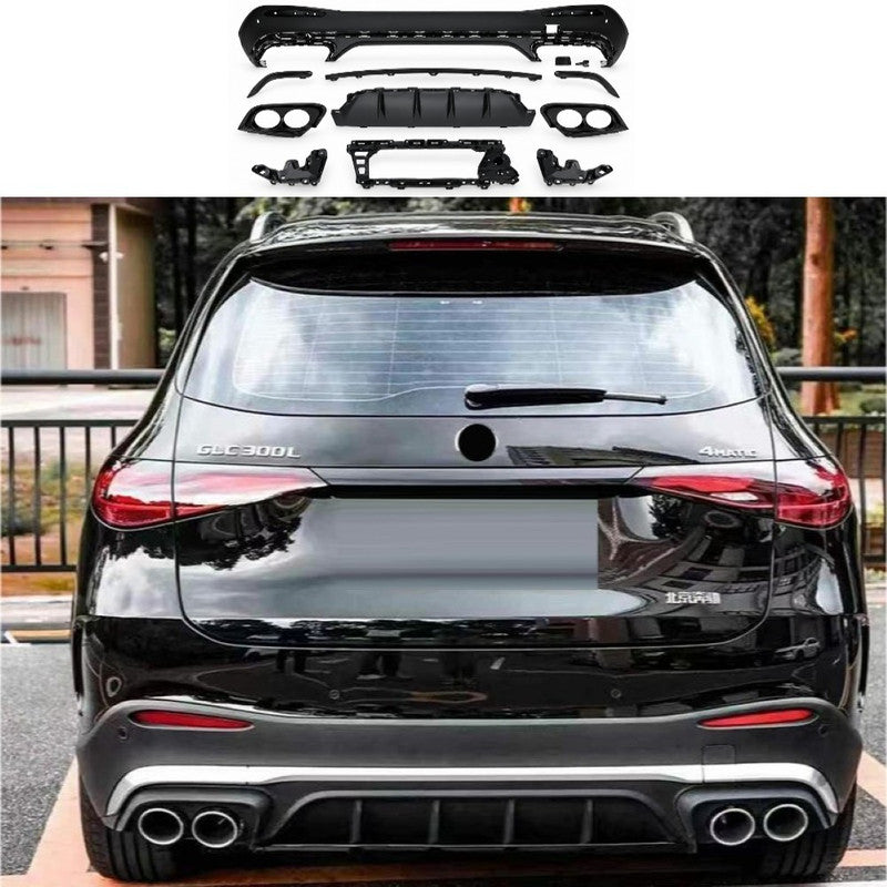 Car Craft Compatible With Mercedes Benz Glc W254 2023-2026 Upgrade Facelift Convert To Glc43 Amg Bodykit Rear Bumper Skirt Diffuser Rear After Lip Black Gc W254-010