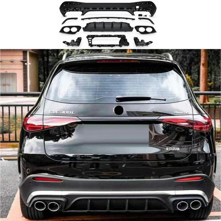 Car Craft Compatible With Mercedes Benz Glc W254 2023-2026 Upgrade Facelift Convert To Glc43 Amg Bodykit Rear Bumper Skirt Diffuser Rear After Lip Black Gc W254-010