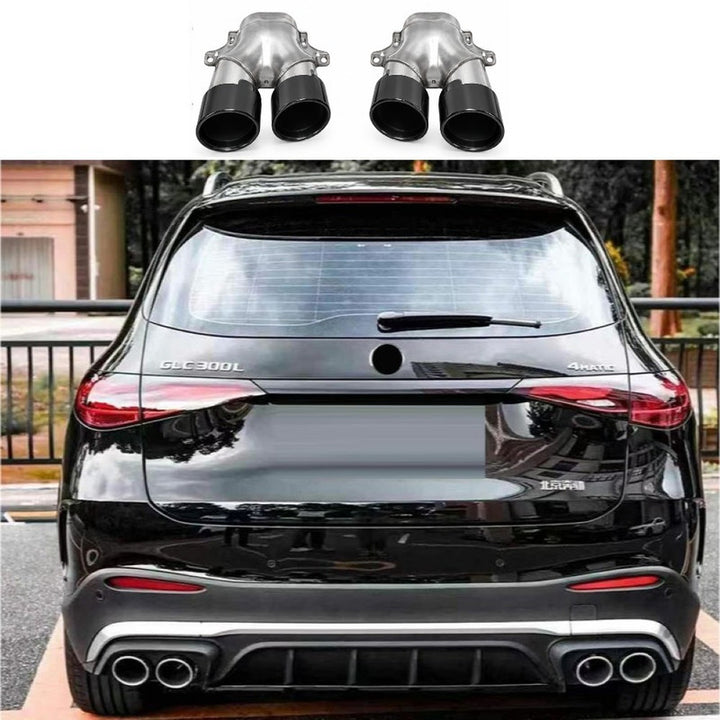 Car Craft Compatible With Mercedes Benz Glc W254 2023-2026 Upgrade Facelift Convert To Glc43 Amg Bodykit Rear Bumper Exhaust Pipe Tip Black Gc W254-012