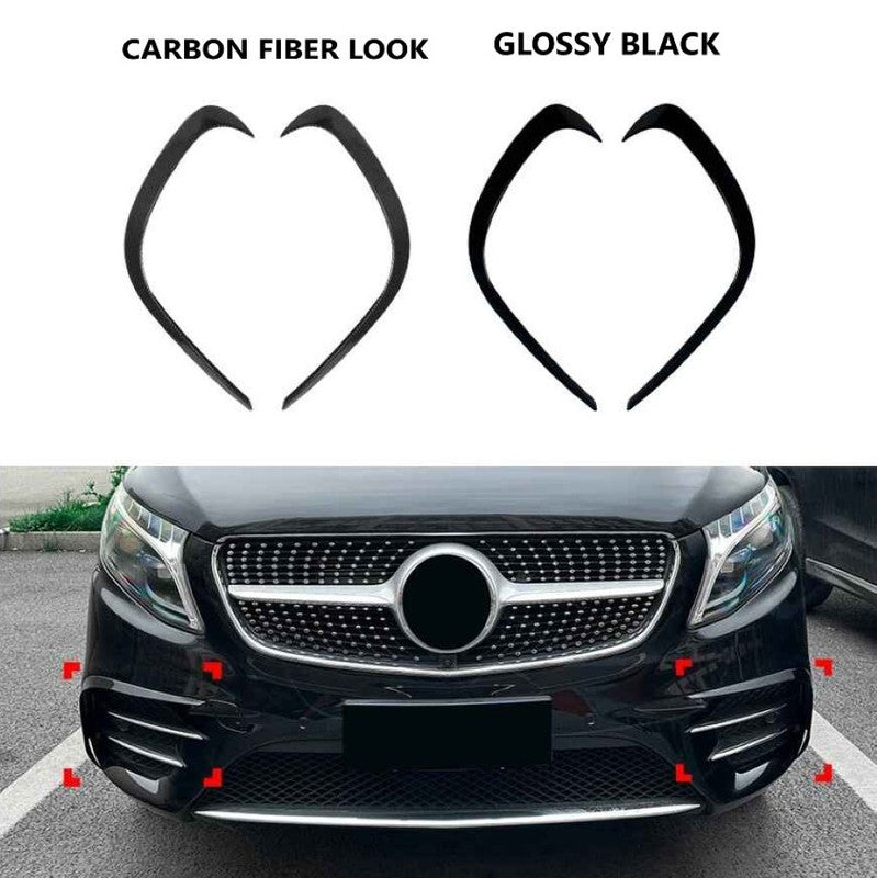 Car Craft Compatible With Mercedes Benz V Class W447 2016-2023 Amg Rear After Bumper Lip Splitter Skirts Canards Zst-1032 Gb Glossy Black