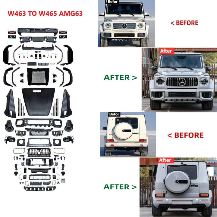 Car Craft Compatible With Mercedes Benz G Class G Wagon W463 2007-2018 Upgrade Facelift Convert To 2025 W465 Amg G65 G63 Conversion Bodykit Bumper Headlight Taillight Hood - CAR CRAFT INDIA