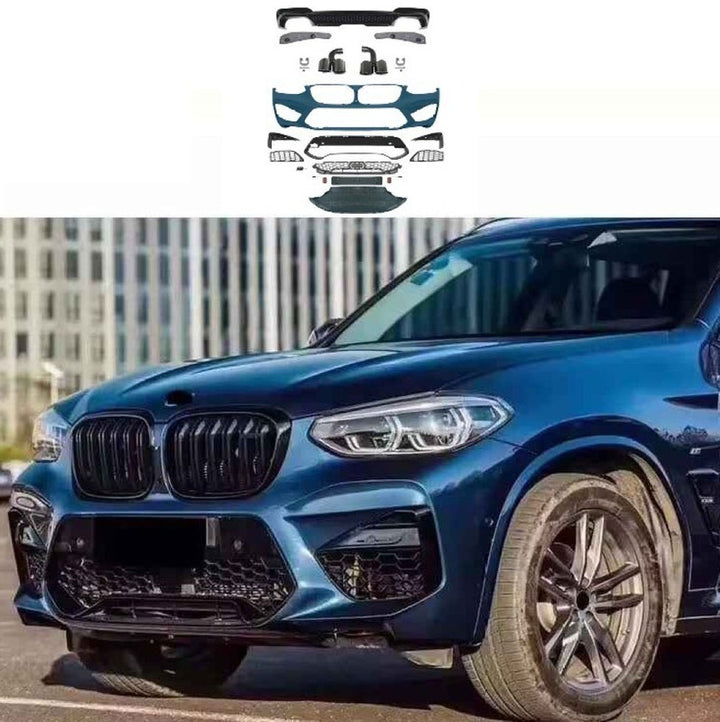 Car Craft Compatible With Bmw X3 G01 2018-2021 M Sport Front Bumper Upgrade Convert To M Sport X3m Bodykit Diffuser Exhaust Tip Pipe For M Sport Car G01/08-013 Gc