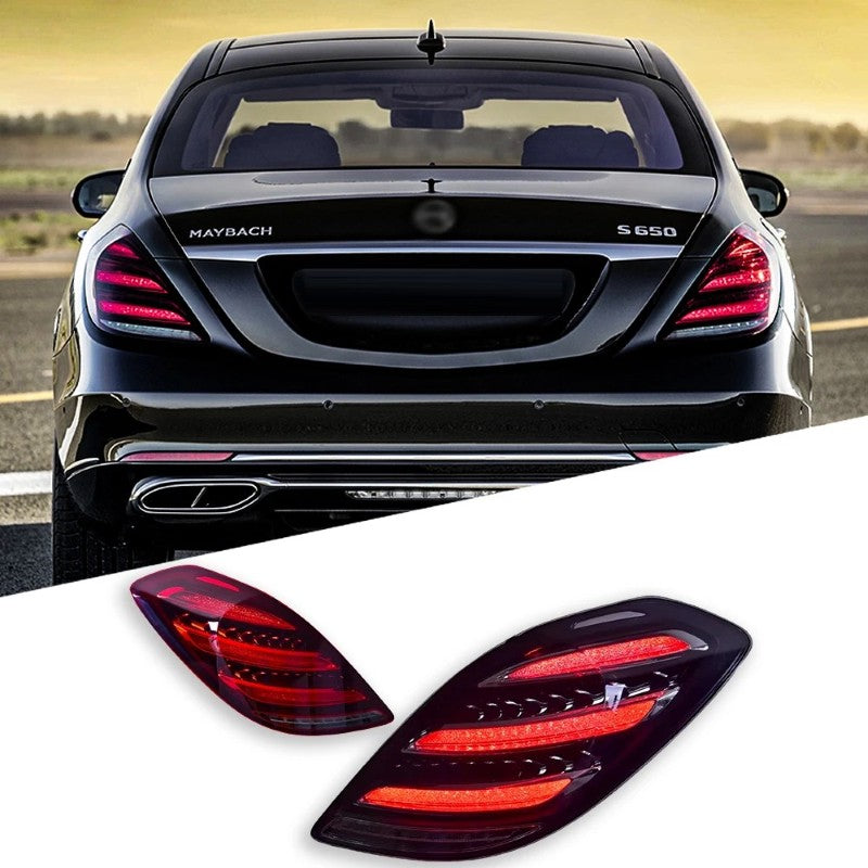 Car Craft Compatible With Mercedes Benz S Class W222 2014-2019 Car Rear Upgraded Tail Light Lamp Xenon Taillight Retrofit Upgrade Modified Led Drl Hid Light Maybach Style Red Shy - CAR CRAFT INDIA