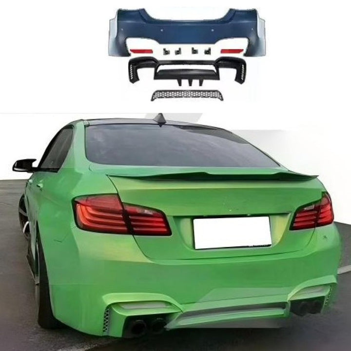 Car Craft Compatible With Bmw 5 Series F10 2010-2017 Rear Bumper Upgrade Convert To M Sport M4 Bodykit Body Kit Rear After Lip Diffuser CC-10680
