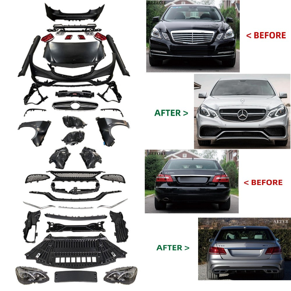 Car Craft Compatible With Mercedes Benz E Class W212 2009-2013 To W212 Lci 2014+ Amg63 Upgrade Facelift Conversion Bodykit Bumper Hood Headlight Taillight CC-6352 - CAR CRAFT INDIA