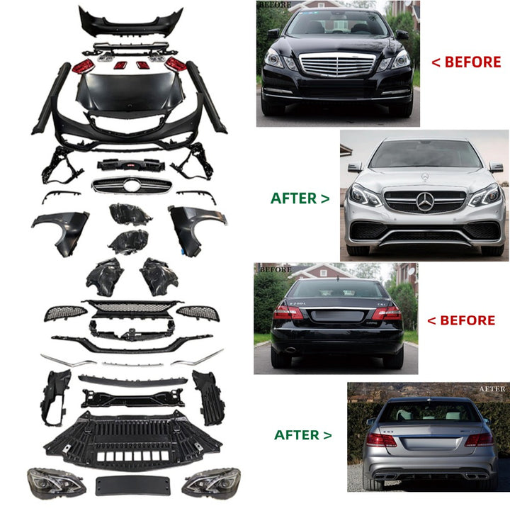 Car Craft Compatible With Mercedes Benz E Class W212 2009-2013 To W212 Lci 2014+ Amg63 Upgrade Facelift Conversion Bodykit Bumper Hood Headlight Taillight CC-6352 - CAR CRAFT INDIA