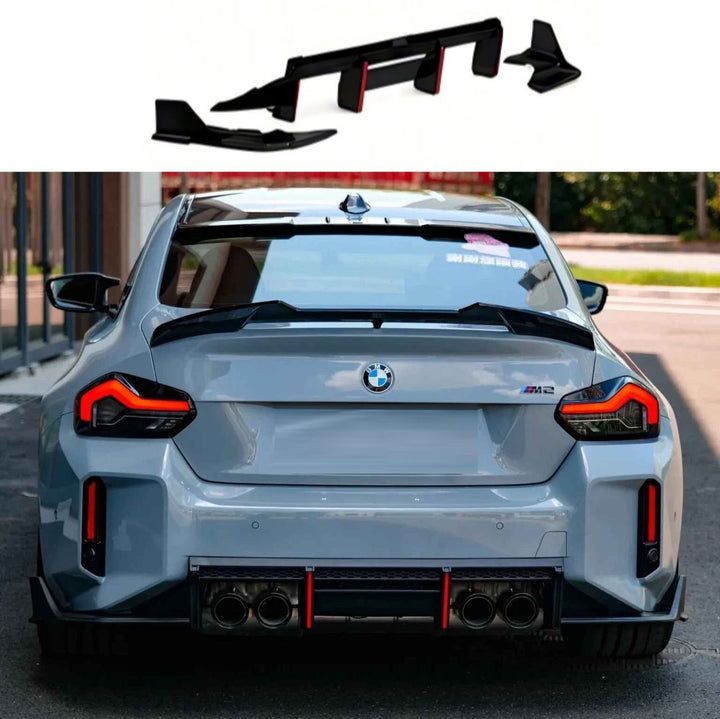 Car Craft Compatible With Bmw 2 Series G87 M2 2022-2026 Vten V Ten Bodykit Trunk Wing Roof Spoiler Splitter Front Rear After Lip Diffuser Side Skirt Cannard Trim Set