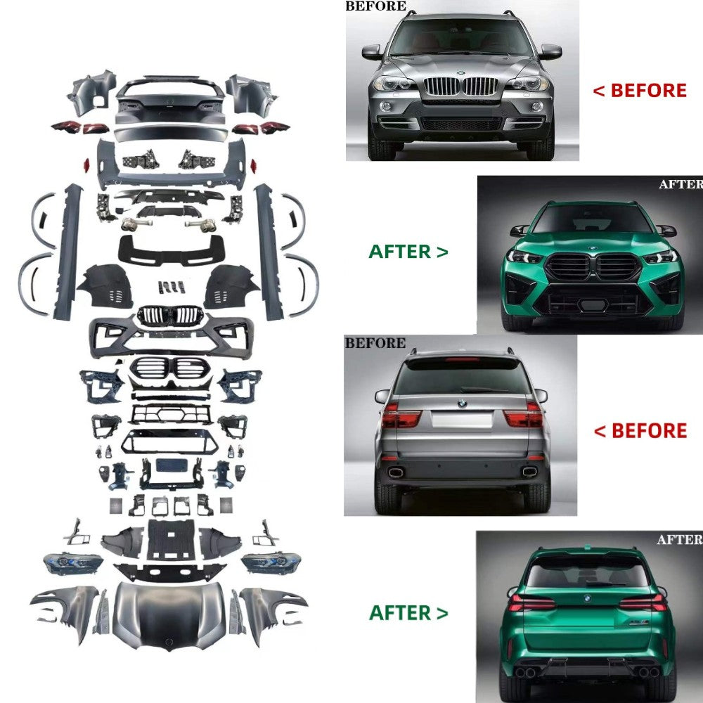 Car Craft Compatible With Bmw X5 E70 2006-2013 To G05 Lci X5m F95 Upgrade Facelift Conversion Bodykit Bumper Headlight Taillight Hood Side Skirts CC-6612