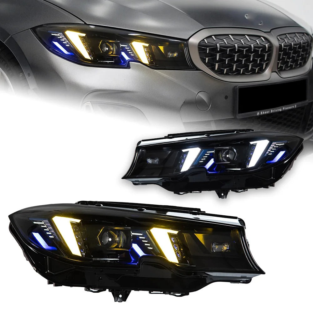 Car Craft Compatible With Bmw 3 Series G20 2019-2022 Car Front Upgraded Head Light Lamp Xenon Headlight Retrofit Upgrade Modified Led Drl Hid Snake Style With Yelllow Drl