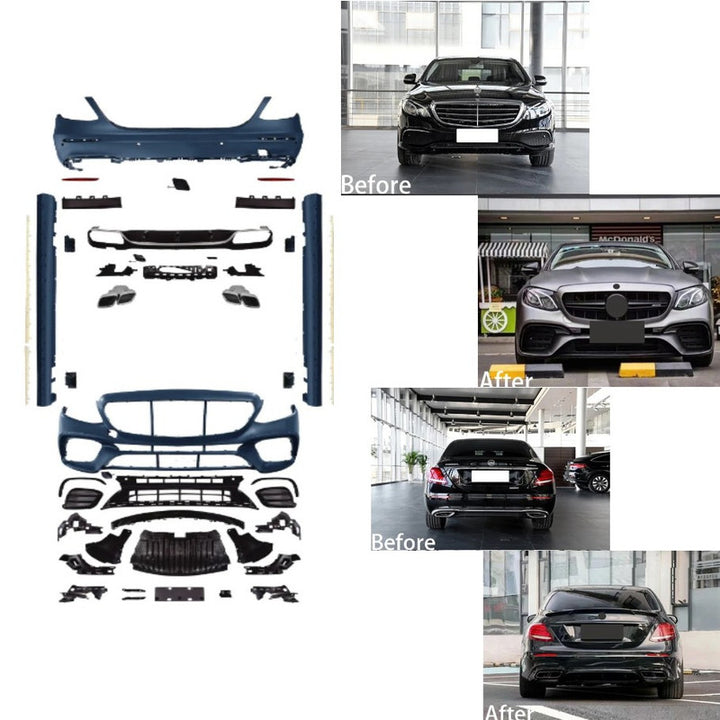 Car Craft Compatible With Mercedes Benz E Class W213 2016-2020 Upgrade Facelift Convert To Amg E63 Amg63 Bodykit Front Rear Bumper Exhaust Pipe Tip Diffsuer Trim Side Skirt