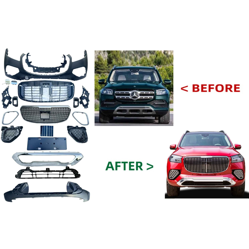 Car Craft Compatible With Mercedes Benz Gls W167 X167 2019-2024 Upgrade Facelift Convert To Gls Maybach Bodykit Front Bumper Grill Fog Trim Skirts