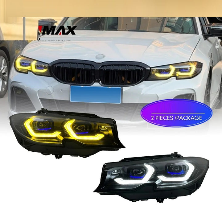 Car Craft Compatible With Bmw 3 Series G20 2019-2022 Car Front Upgraded Head Light Lamp Xenon Headlight Retrofit Upgrade Modified Led Drl Hid G80 Style With Yelllow Drl