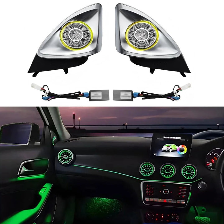 Car Craft Compatible With Mercedes Benz A Class W176 B Class W246 Cla W117 Gla W156 Class 2013-2018 Ambient Ambiance Led Light Vents Door 4d Roatating Speaker Decorative Interior Kit Atmosphere Lamp Kits Air Ac Vent Turbine