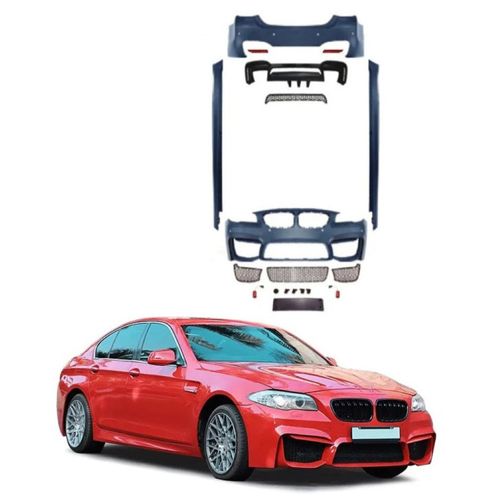 Car Craft Compatible With Bmw 5 Series F10 2010-2017 Front Rear Bumper Upgrade Convert To M Sport M4 Bodykit Body Kit Bumper Side Skirt Rear After Lip Diffuser Gc F10 18 034 CC-10678