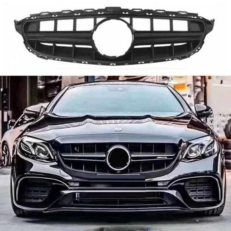 Car Craft Compatible With Mercedes Benz C Class W205 C205 Coupe 2019-2021 Upgrade Front Bumper Amg C63 Show Grill With Camera Hole Amgs Glossy Black Gc W205/c205-012 W Hole