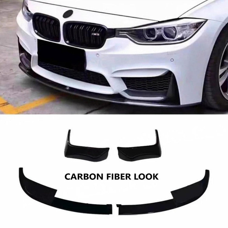 Car Craft Compatible With Bmw 3 Series F30 2012-2018 M Sport M3 M4 Front Bumper Lip Splitter Skirts Carbon Fiber Look