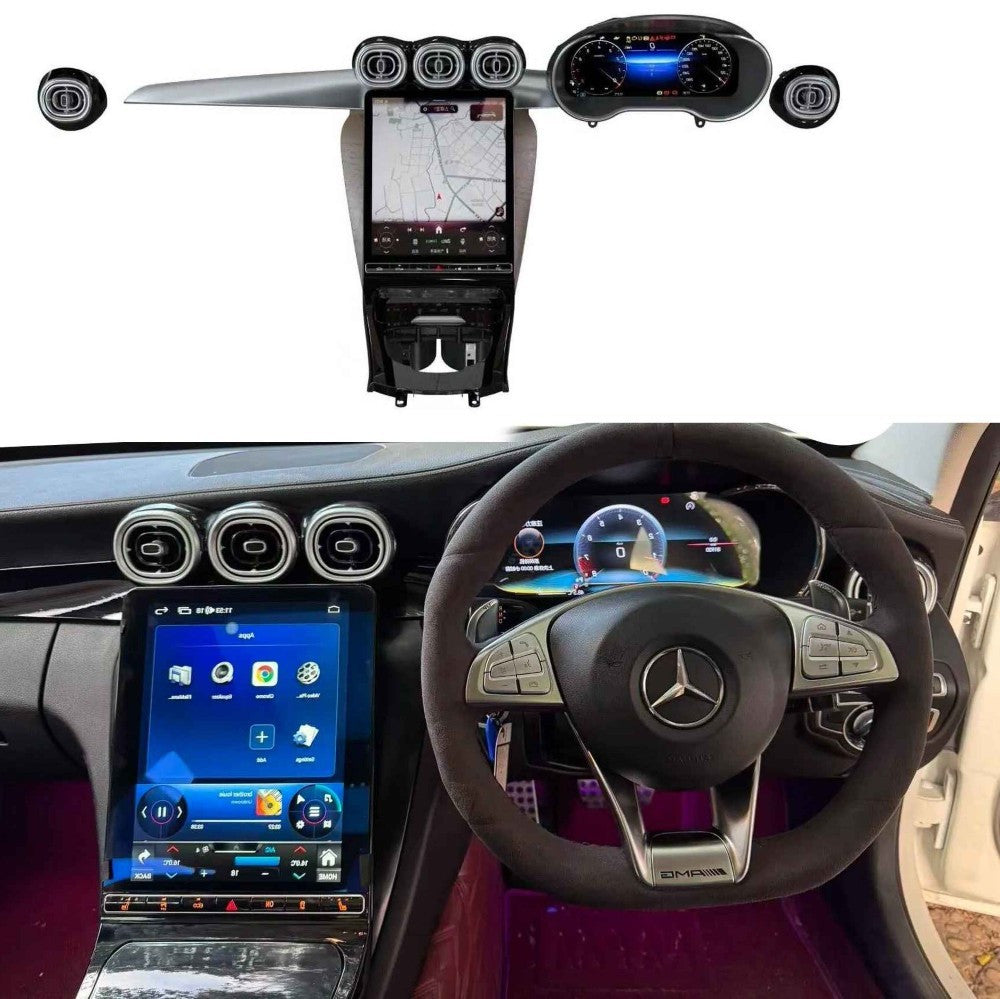 Car Craft Compatible With Mercedes V C Class Glc W253 W205 W447 Digital Android Multimedia Infotainment Player Cluster Speedomeeter With Ambient Ac Air Vent Light Grill Carplay 4gb+64gb Ntg 4.5/5.0