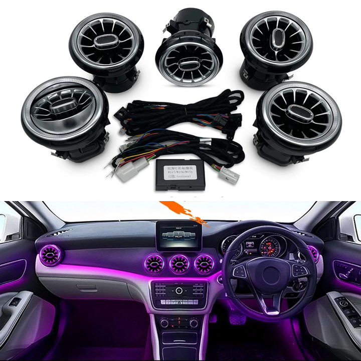 Car Craft Compatible With Mercedes Benz A Class W176 B Class W246 Cla W117 Gla W156 Class 2013-2018 Ambient Ambiance Led Light Vents Speaker Decorative Interior Kit Atmosphere Lamp Air Ac Vent Turbine Front