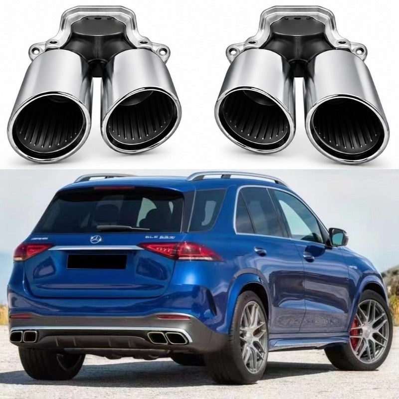 Car Craft Compatible With Mercedes Benz Gle W167 2019-2024 Upgrade Convert To Gle63 Amg Bodykit Rear After Bumper Diffuser Exhaust Pipe Tip Silver Round Gc W167-016 Sl