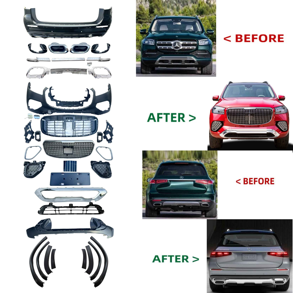 Car Craft Compatible With Mercedes Benz Gls 400 W167 X167 2019-2024 Upgraded Facelift Conversion Convert Body kit Bodykit Bumper GLS680  Maybach MHB Style 2024 1:1 CC-4963 - CAR CRAFT INDIA