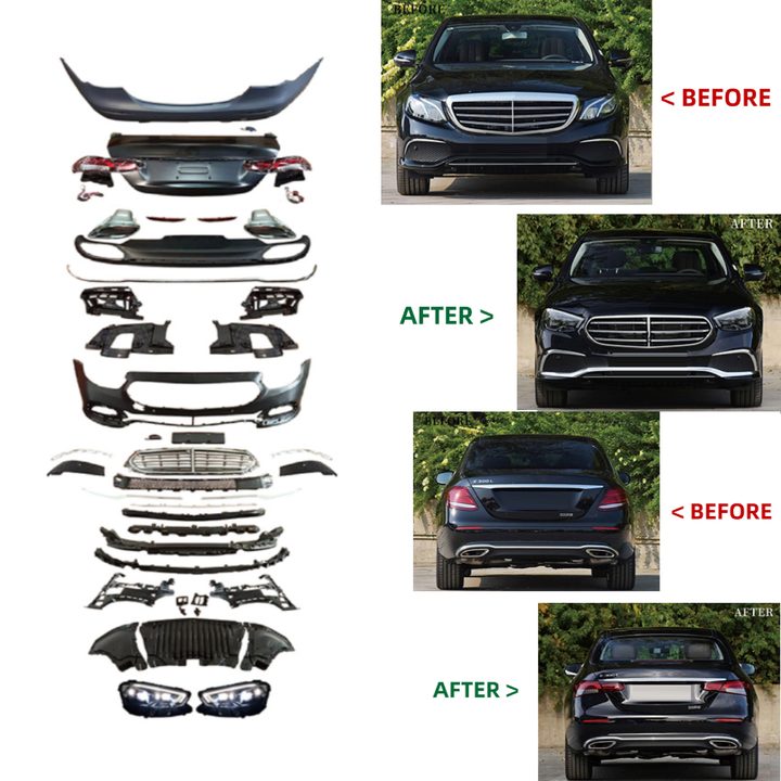Car Craft Compatible With Mercedes Benz E Class W213 2016-2020 To W213 Lci 2021+ Executive Upgrade Facelift Conversion Bodykit Bumper Hood Headlight Taillight CC-6360