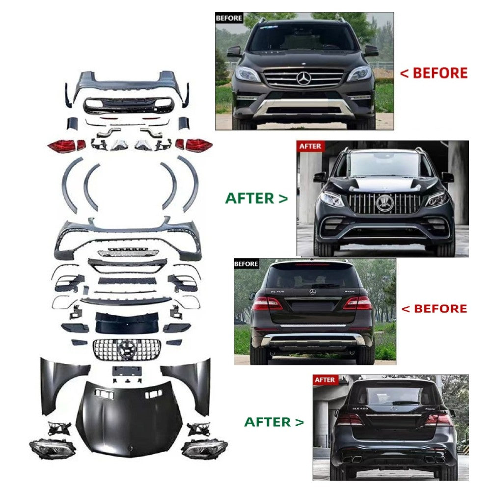 Car Craft Compatible With Mercedes Benz Ml W166 2012-2016 To Gle w166 2016-2019 Amg63 Upgrade Facelift Conversion Bodykit Bumper Hood Headlight Taillight CC-8543 - CAR CRAFT INDIA