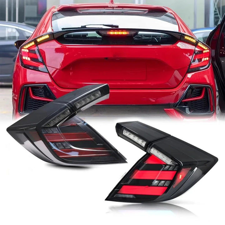 Car Craft Compatible With Honda Civic 10th Gen 2016-2020 Car Rear Upgraded Tail Light Taillight Lamp Xenon Taillight Retrofit Upgrade Modified Led Drl Hid Matrix Style Smoke