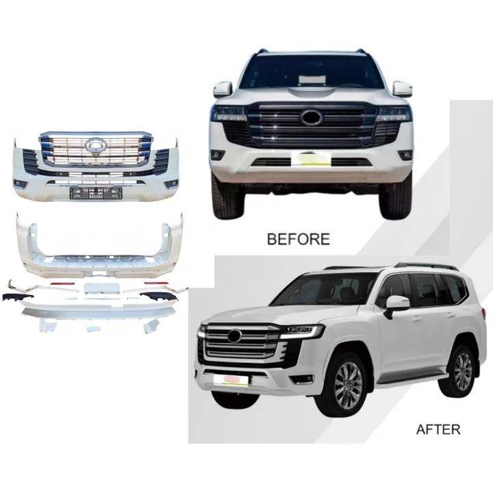 Car Craft Compatible With Toyota Land Cruiser Lc300 Lc 300 2021+ Low Version Upgrade Facelift Convert To Lc300 High Version Style Bodytkit Front Rear Bumper Grill Skirt Lip Splitter Lc300 Bodykit Low To High
