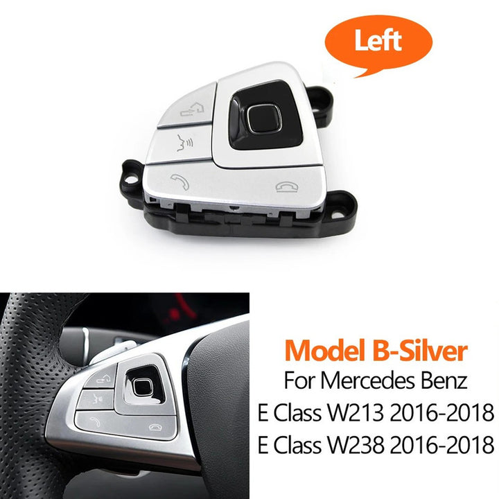 Car Craft Compatible With Mercedes Benz E Class W213 Sedan 2016-2018 E Class W238 Coupe Cabriolet 2016-2018 Car Steering Wheel Switch Control Button Cover 0999056400-s-a Left Silver Assembly B CC-10649