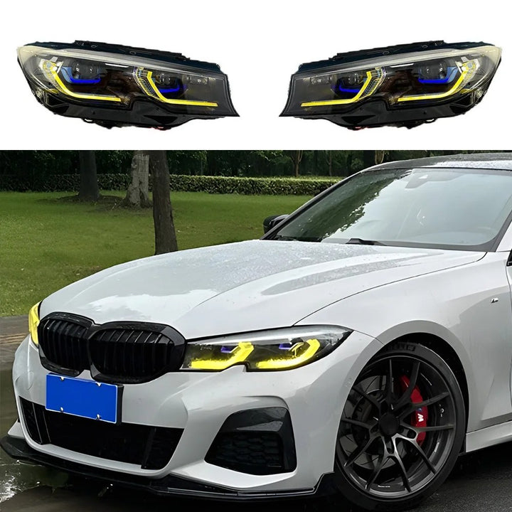 Car Craft Compatible With Bmw 3 Series G20 2019-2022 Car Front Upgraded Head Light Lamp Xenon Headlight Retrofit Upgrade Modified Led Drl Hid Laser Style With Yelllow Drl