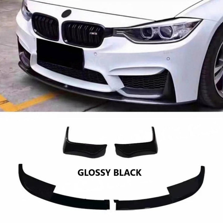Car Craft Compatible With Bmw 3 Series F30 F90 2012-2018 M Sport M3 M4 Front Bumper Lip Splitter Skirts Glossy Black