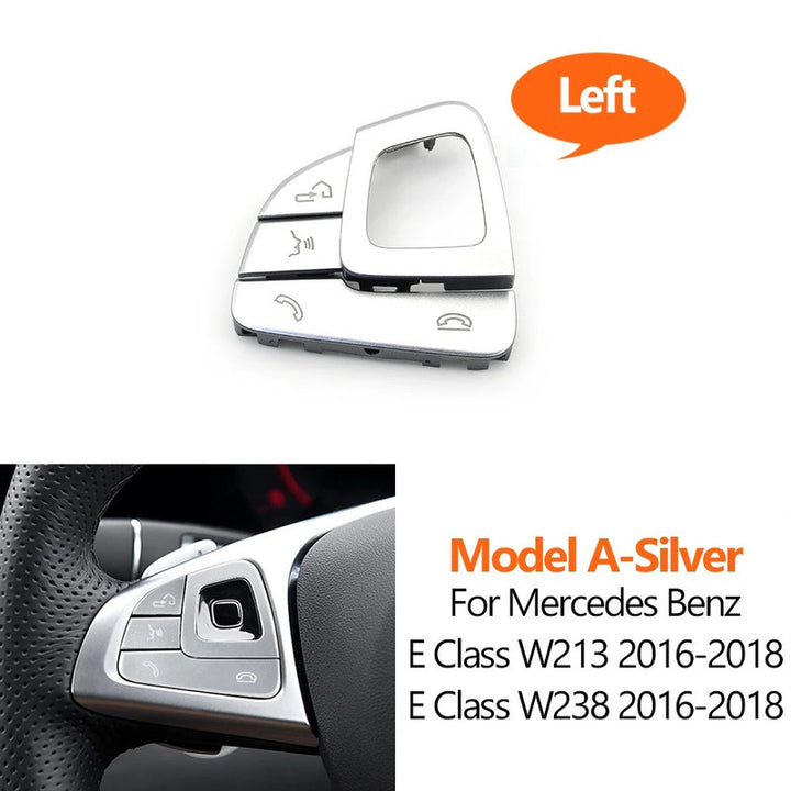 Car Craft Compatible With Mercedes Benz E Class W213 Sedan 2016-2018 E Class W238 Coupe Cabriolet 2016-2018 Car Steering Wheel Switch Control Button Cover 0999056400-s-a Cover Left Silver A CC-10653