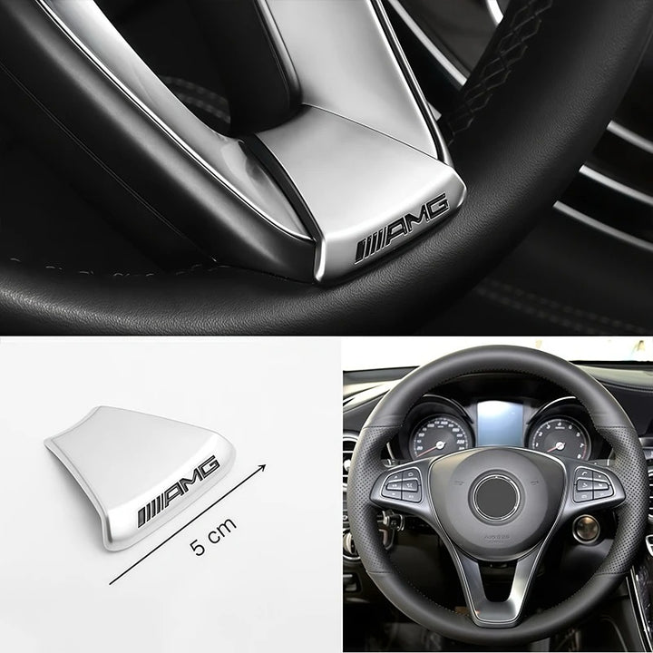 Car Craft Compatible With Mercedes A B C E S Class Ml Gl Gle Gls Cla Gla Glc Slk Grill Letter Logo Badge Emblem Sticker Steering Wheel Trim Cover Badge Sticker 5 Cm