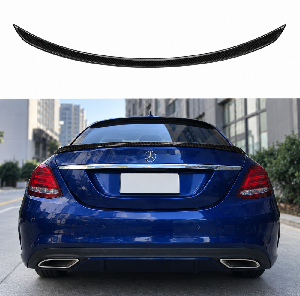 Car Craft Compatible With Mercedes Benz C Class W205 2014-2021 Rear Trunk Wing Boot Lip Wing Spoiler C63s Carbon Fiber Look Benz-040