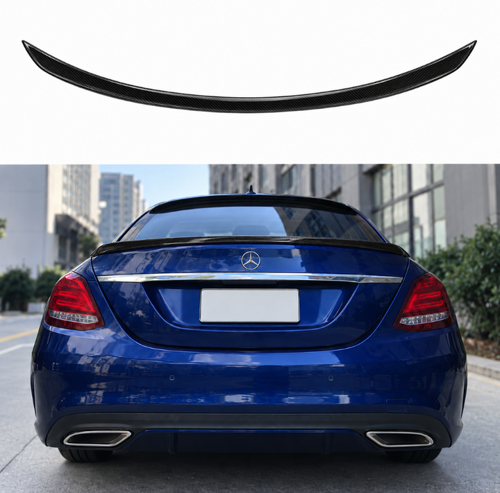Car Craft Compatible With Mercedes Benz C Class W205 2014-2021 Rear Trunk Wing Boot Lip Wing Spoiler C63s Carbon Fiber Look Benz-040